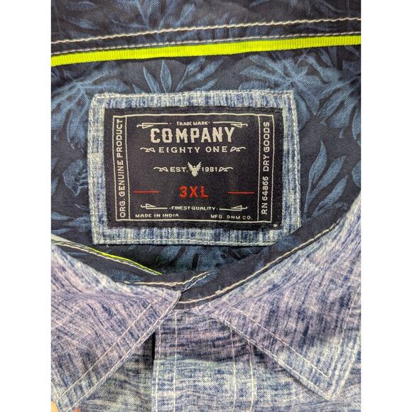 Company Eighty One RN 64866 Size 3XL Blue Short Sleeve Button Up w/Pearl Button - Picture 6 of 13